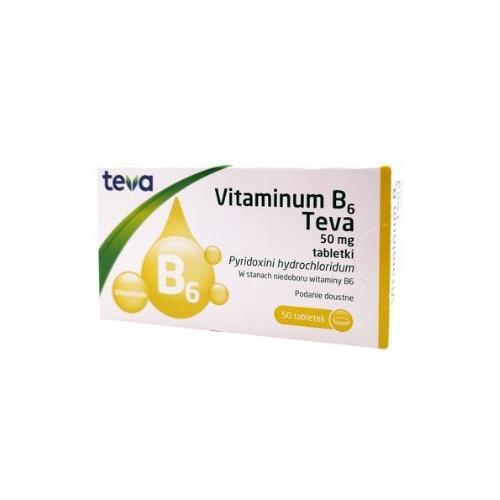 Miniaturka artykułu - TEVA VITAMINUM B6 50 mg - 50 tabletek 