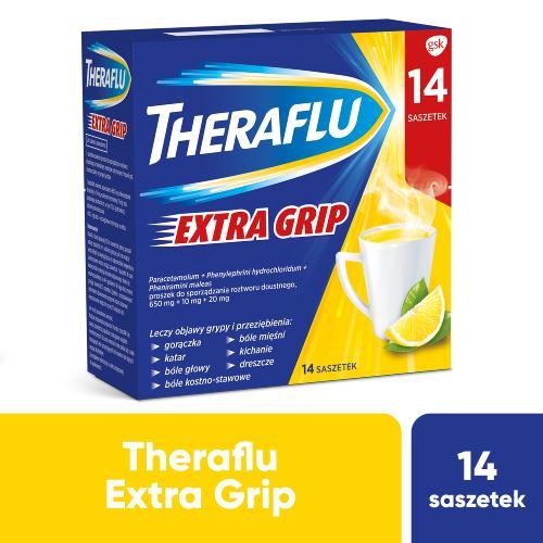 Miniaturka artykułu - THERAFLU EXTRA GRIP, 14 sasz. USZKODZONY KARTON