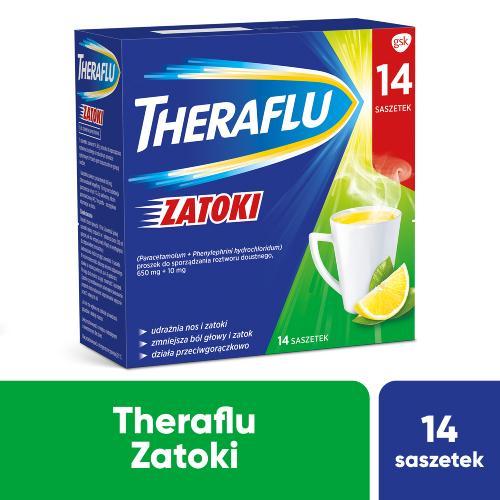 Miniaturka artykułu - THERAFLU ZATOKI, 14 saszetek USZKODZONE TEKTUROWE OPAKOWA.