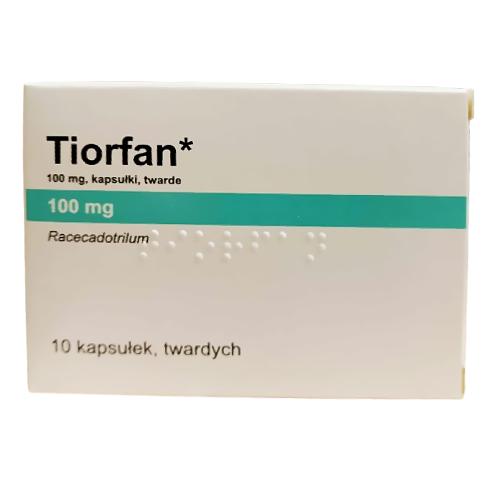 Miniaturka artykułu - Tiorfan 100 mg, 10 kapsułek twardych (Delfarma) - lek na biegunkę
