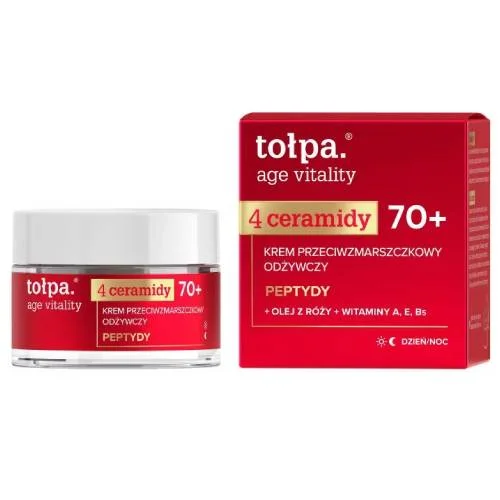 Miniaturka artykułu - Tołpa Age Vitality 4 Ceramidy Krem do twarzy przeciwzmarszczkowy, odżywczy 70+, 50 ml