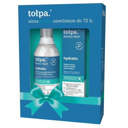 Miniaturka artykułu - ZESTAW TOŁPA DERMO FACE HYDRATIV: Płyn micelarny do mycia twarzy i oczu, 200ml + hialuronowy krem-maska do twarzy, 40ml