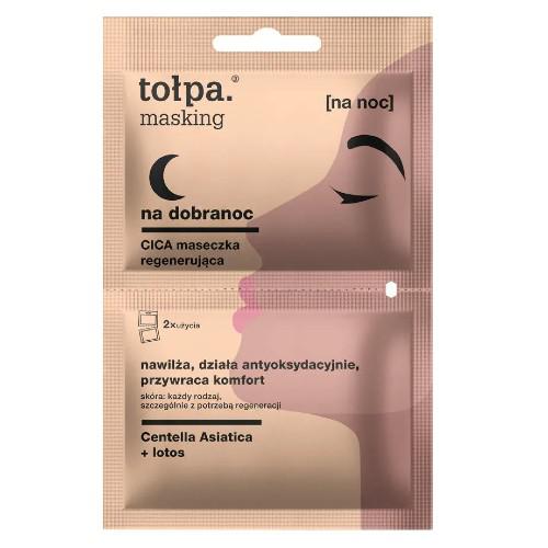 Miniaturka artykułu - TOŁPA MASKING Na dobranoc maseczka CICA regenerująca, 2x5ml