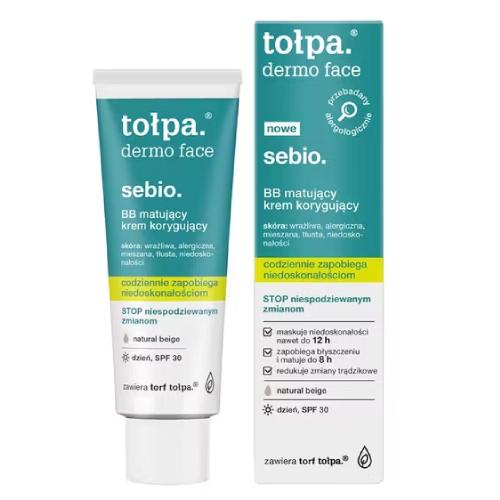 Miniaturka artykułu - TOŁPA sebio, BB matujący krem korygujący, SPF 30, 40 ml