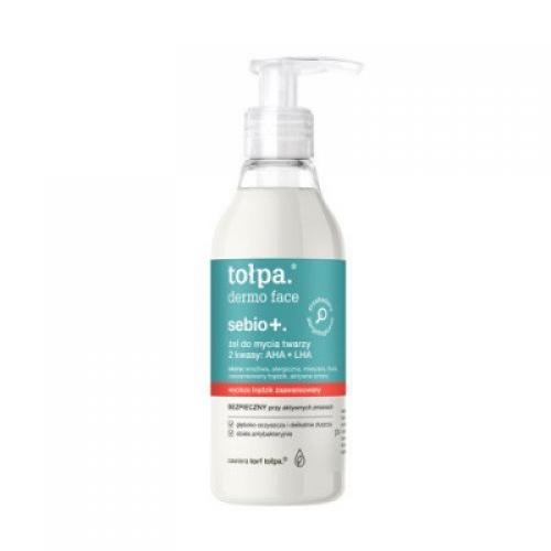 Miniaturka artykułu - TOŁPA SEBIO+ Żel do mycia twarzy 2 kwasy: AHA + LHA, 195 ml BRAK ORGINALNEJ POMPKI