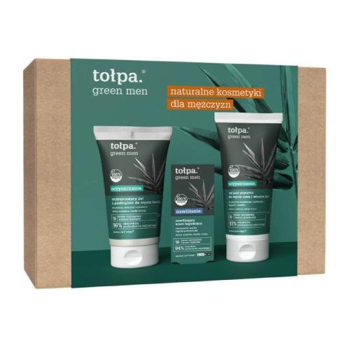 Miniaturka artykułu - Tołpa Zestaw Green Men Oczyszczający żel z peelingiem do mycia twarzy, 150ml + Nawilżający krem łagodzący, 50ml + Żel pod prysznic do mycia ciała i włos&oacute;w 2w1, 200ml  	