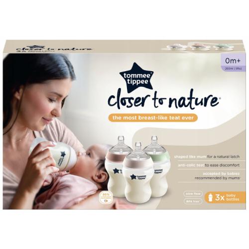 Miniaturka artykułu - Tommee Tippee Butelka 3-kolor 0m+ 3x260ml
