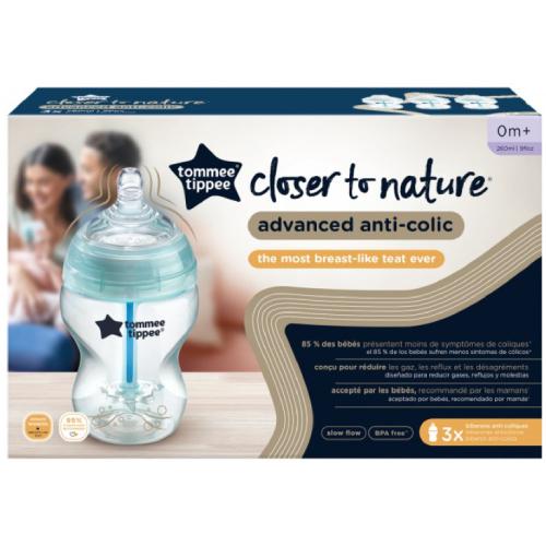 Miniaturka artykułu - Tommee Tippee Butelka antykolkowa ADVANCED 3x260ml
