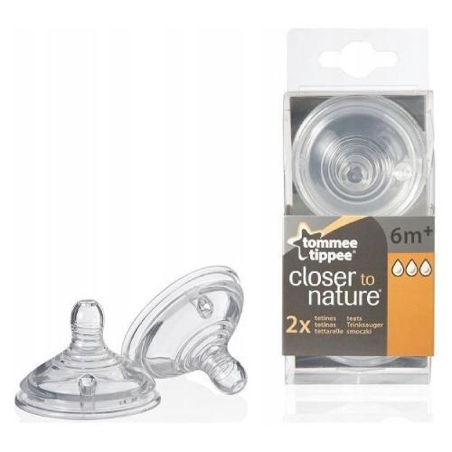 Miniaturka artykułu - Tommee Tippee CTN Smoczek na butelkę SILIKONOWY 6+ szybki przepływ, 2 szt.