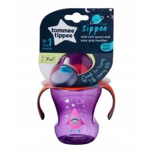 Miniaturka artykułu - Tommee Tippee Kubek niekapek Rakieta 230ml 7m+ fioletowy