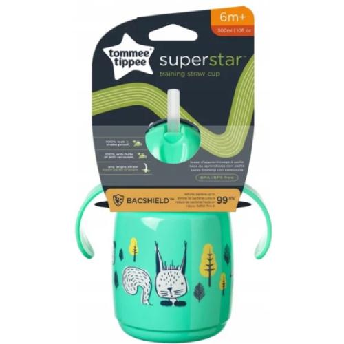 Miniaturka artykułu - Tommee Tippee Kubek ze słomką Superstar 300ml 6m+ zielony