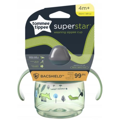 Miniaturka artykułu - Tommee Tippee Pierwszy kubek z uchwytami Superstar 4m+ 190ml