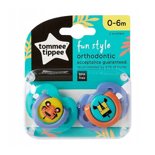 Miniaturka artykułu - Tommee Tippee Smoczek uspokajający Fun Style 0-6m, 2szt.