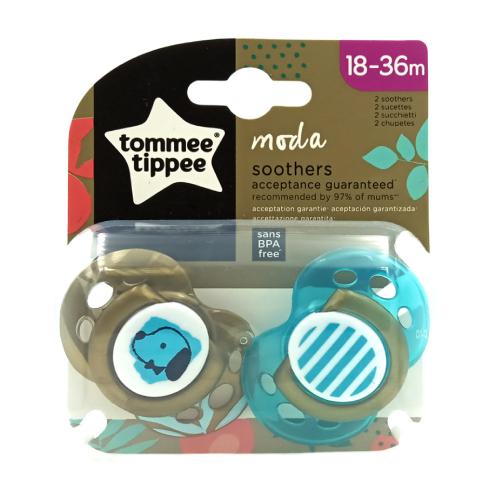 Miniaturka artykułu - Tommee Tippee Smoczek uspokajający MODA 18-36m BOY, 2szt.