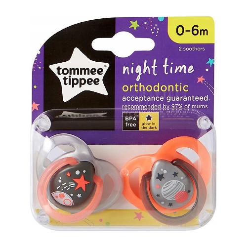 Miniaturka artykułu - Tommee Tippee Smoczek uspokajający Night time 0-6m, 2szt.