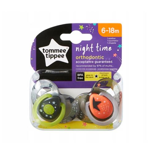 Miniaturka artykułu - Tommee Tippee Smoczek uspokajający Night time 6-18m, 2szt.	