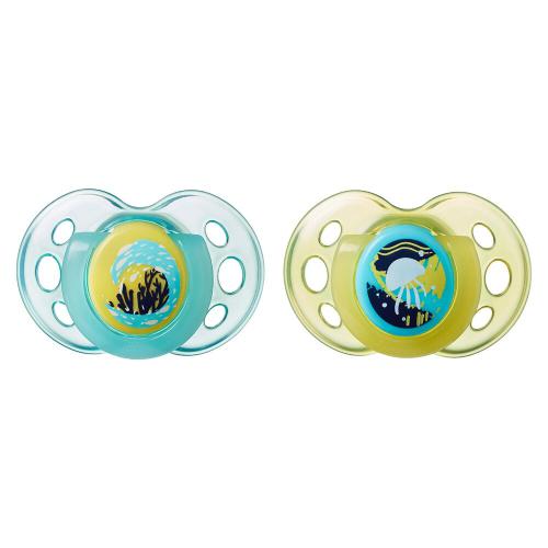 Miniaturka artykułu - Tommee Tippee Smoczek uspokajający turkus Night Time 18-36m, 2 szt.