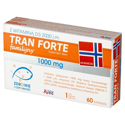 Miniaturka artykułu - Tran Familijny Forte, 60 kaps. - olej rybi bogaty w kwasy omega-3