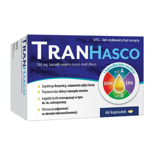 Miniaturka artykułu - Tran HASCO 500mg Lek w postaci tranu na odporność - 60 kapsułek