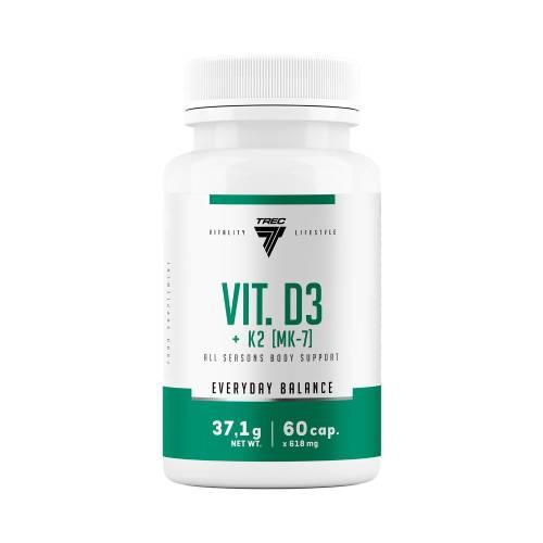 Miniaturka artykułu - Trec Vitality Vit. D3 + K2 MK-7, 60 kaps.