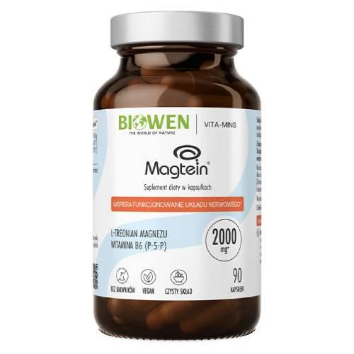 Miniaturka artykułu - Biowen Magtein Treonian magnezu i witamina B6, 90 kaps.