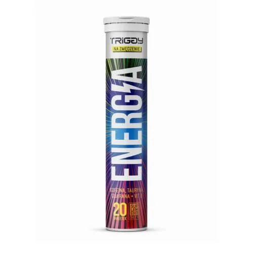 Miniaturka artykułu - TRIGGY Energia tabletki musujące kofeina, tauryna, guarana + witamina B, 20tabl. KR&Oacute;TKA DATA 31.10.2026