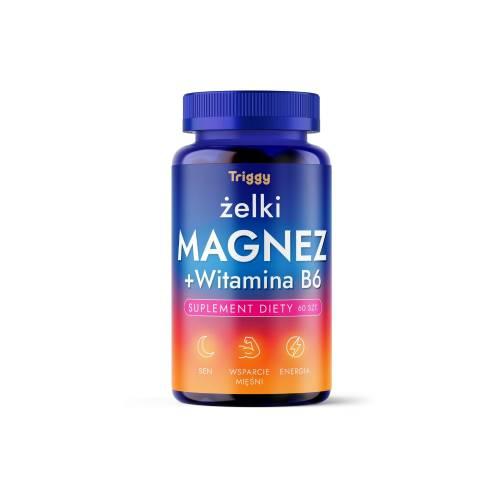 Miniaturka artykułu - Triggy Żelki Magnez + Witamina B6 o smaku malinowym, 60 szt.