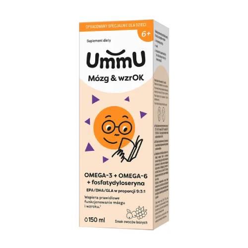 Miniaturka artykułu - UmmU M&oacute;zg & wzrOK 6+ płyn o smaku owoc&oacute;w leśnych, 150 ml