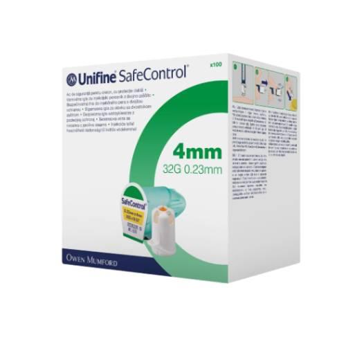 Miniaturka artykułu - Unifine SafeControl 4 mm 32G 0.23 mm Bezpieczna igła do wstrzykiwacza z podwójną ochroną, 100 szt.