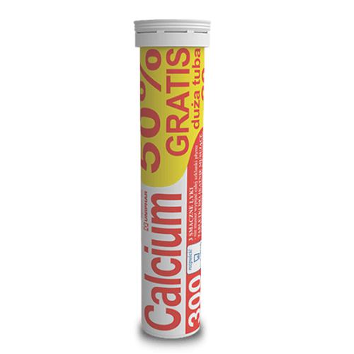 Miniaturka artykułu - UNIPHAR Calcium 300 o smaku pomarańczowym, 20 tabletek musujących 