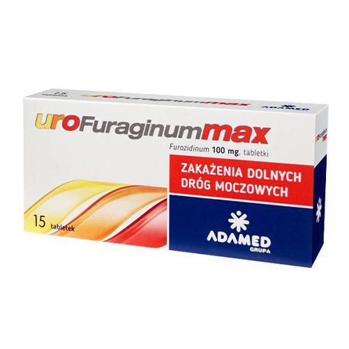 Miniaturka artykułu - Urofuraginum Max 100 mg - 15 tabletek Lek na zapalenie pęcherza i cewki moczowej USZKODZONE BRAK OPAKOWANIA TEKTUROWEGO