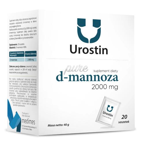 Miniaturka artykułu - Urostin Pure D-mannoza 2000 mg, 20 sasz.
