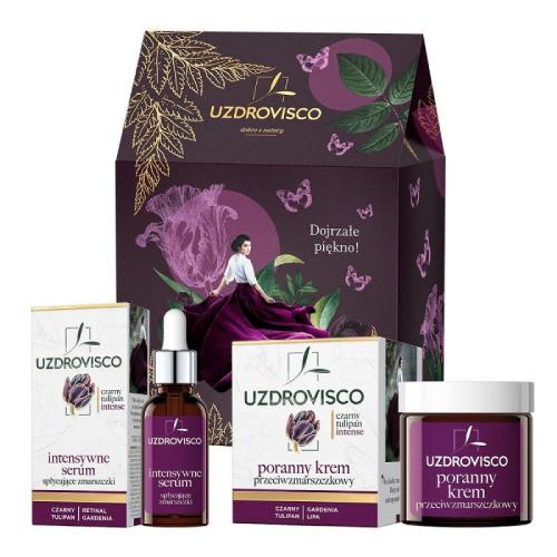 Miniaturka artykułu - UZDROVISCO Czarny Tulipan Intense Zestaw: Poranny krem przeciwzmarszczkowy, 50ml + Intensywne serum spłycające zmarszczki, 30ml