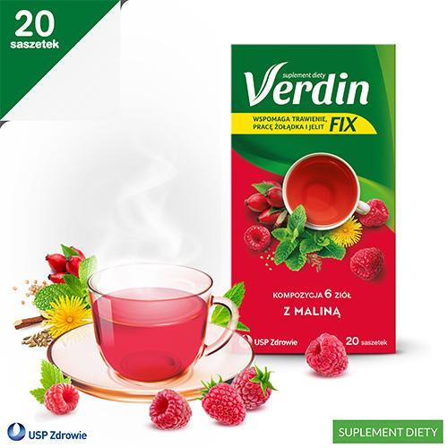 Miniaturka artykułu - Verdin Fix z maliną, 20sasz. USZKODZONE OPAKOWANIE 