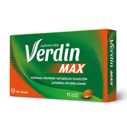 Miniaturka artykułu - Verdin MAX, - ułatwia trawienie i wspomaga metabolizm tłuszcz&oacute;w,15 kaps. USZKODZONE TEKTUROWE OPAKOWANIE