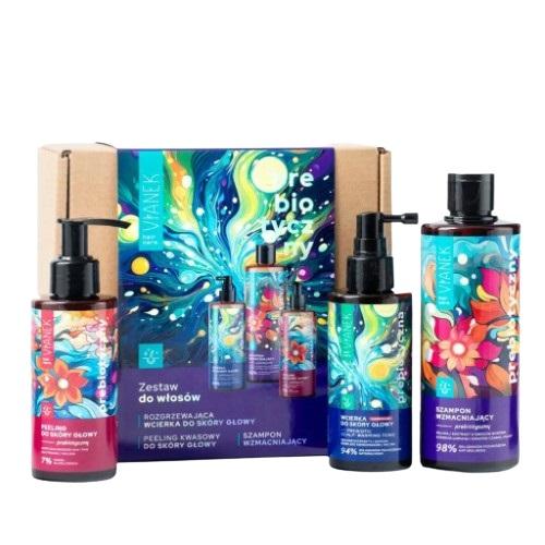 Miniaturka artykułu - VIANEK Prebiotyczny zestaw do włosów Szampon wzmacniający, 300ml + Rozgrzewająca wcierka do skóry głowy, 150ml + Peeling kwasowy do skóry głowy, 150ml