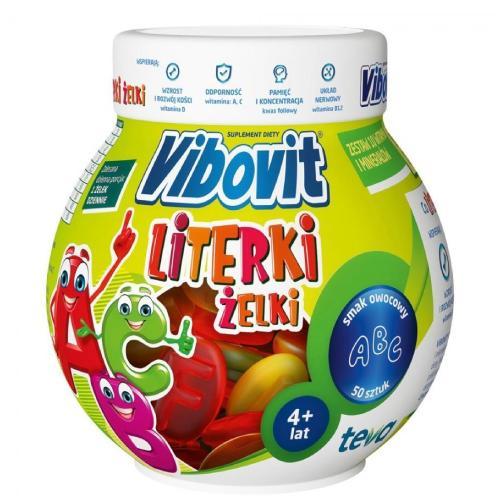 Miniaturka artykułu - Vibovit Literki żelki o smaku owocowym, 50 szt. KR&Oacute;TKA DATA 18.07.2026