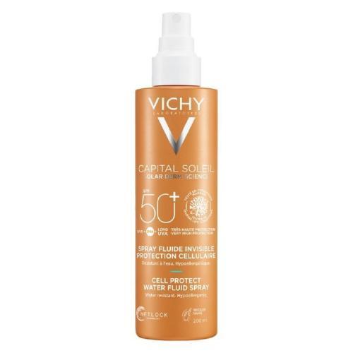 Miniaturka artykułu - VICHY Cell Protect Water Fluid Spray przeciwsłoneczny SPF50+, 200ml  KR&Oacute;TKA DATA 30.09.2026