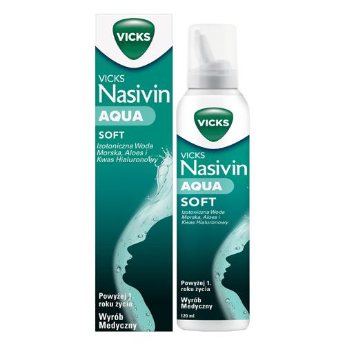 Miniaturka artykułu - Vicks Nasivin Aqua Soft z aloesem i kwasem hialuronowym, 120 ml