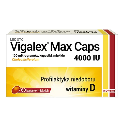 Miniaturka artykułu - Vigalex Max Caps 4000, 60 kapsułek - profilaktyka niedoboru witaminy D