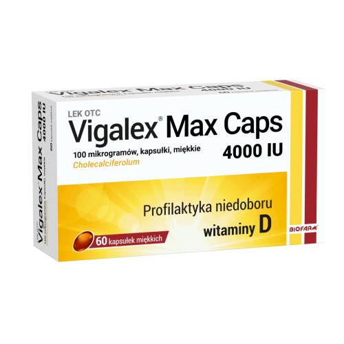 Miniaturka artykułu - Vigalex Max Caps 4000, 60 kapsułek - profilaktyka niedoboru witaminy D