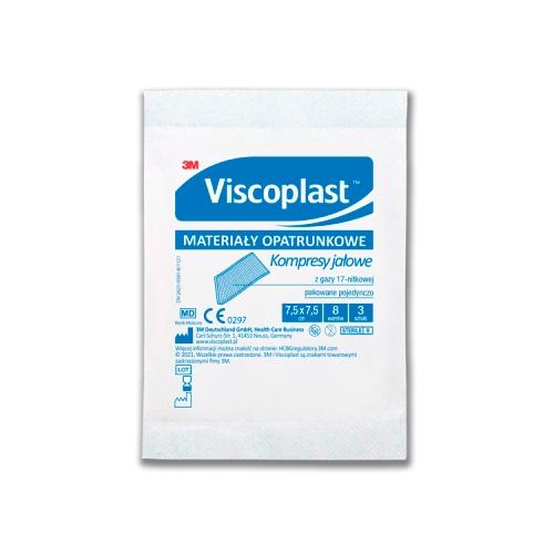 Miniaturka artykułu - VISCOPLAST Kompres gaza jałowa 7,5 x 7,5 cm - 3 sztuki 