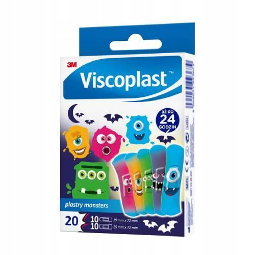 Miniaturka artykułu - VISCOPLAST Monsters Plastry dla dzieci, 20szt. USZKODZONE OPAKOWANIE
