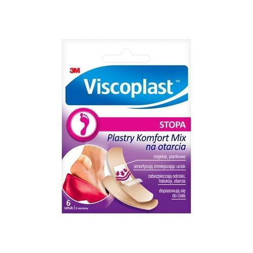Miniaturka artykułu - VISCOPLAST Plastry Komfort Mix na otarcia, 6 sztuk USZKODZONE TEKTUROWE OPAKOWANIE