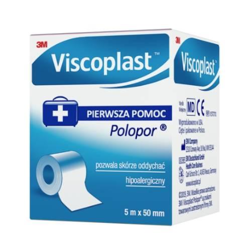 VISCOPLAST POLOPOR Przylepiec wł&oacute;kninowy 5m x 50mm, 1 sztuka USZKODZONE TEKTUROWE OPAKOWANIE