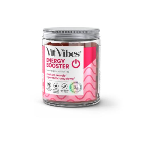 Miniaturka artykułu - Vit Vibes Energy Booster żelki smak truskawkowy, 60 szt.