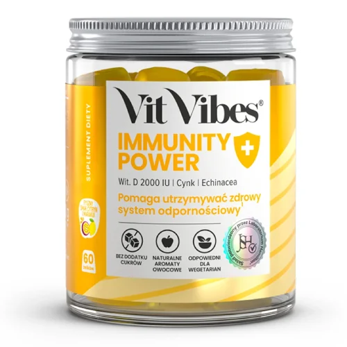 Miniaturka artykułu - Vit Vibes Immunity Power żelki smak marakuja cytryna, 60 szt.