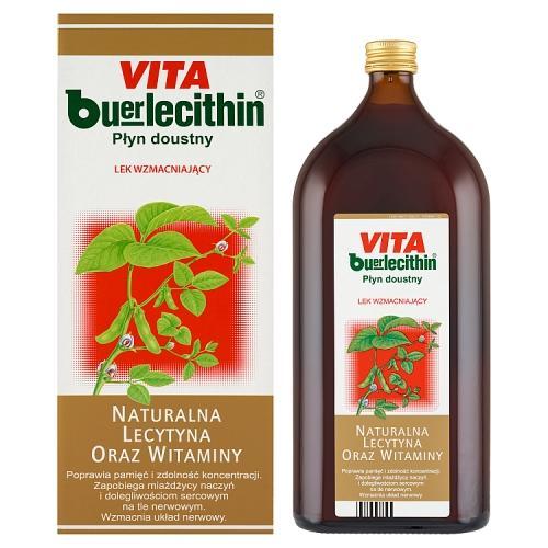 Miniaturka artykułu - VITA BUERLECITHIN, 1000 ml Lek poprawiający koncentrację i pamięć oraz witalność BRAK OPAKOWANIA KARTONOWEGO