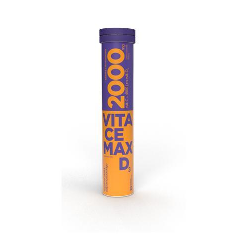 Miniaturka artykułu - Vitacemax C 1000mg i D3 2000 j.m, 20tabl. musujących  KR&Oacute;TKA DATA 30.06.2026