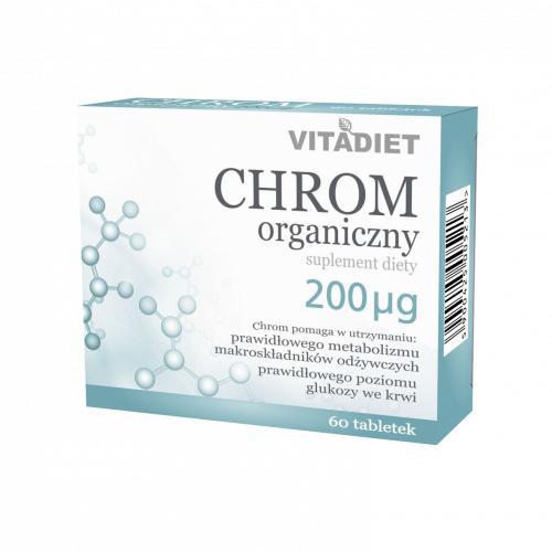 Miniaturka artykułu - VITADIET Chrom organiczny 200 &micro;g, 60 tabl. USZKODZONE OPAKOANIE